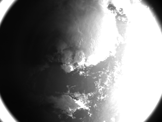 A black and white image of the Earth