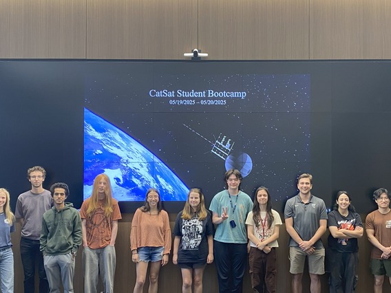 A row of new students on the CatSat program